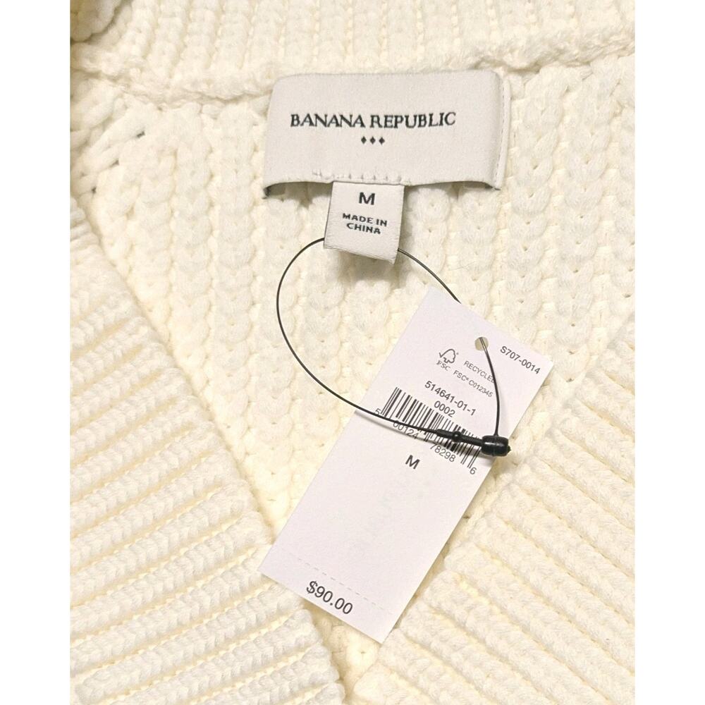 Banana Republic Sweater Vest Ivory Cotton Sleeveless Knit - Picture 4 of 7